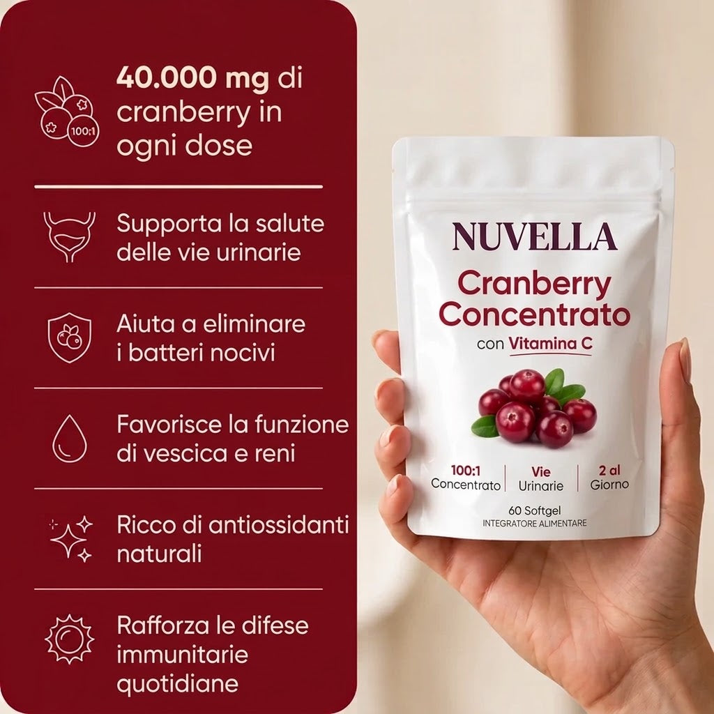 Cranberry Concentrato in Softgel (40.000 mg*) – Integratore per le Vie Urinarie